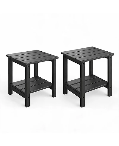 GarveeLife 2-Tier Outdoor Side Tables Set of 2, All Weather Hdpe Adirondack Patio End Table for Indoor