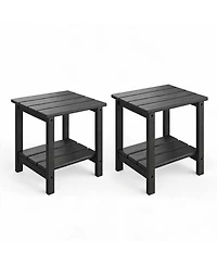 GarveeLife 2-Tier Outdoor Side Tables Set of 2, All Weather Hdpe Adirondack Patio End Table for Indoor