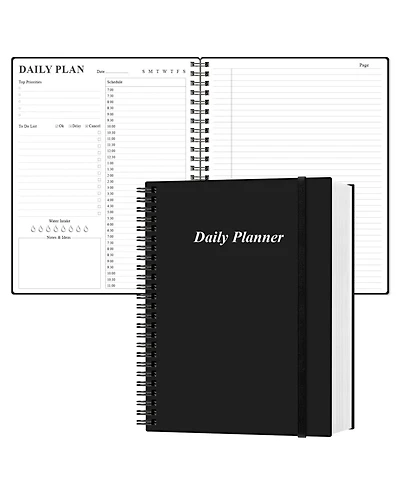 Danrong Undated Daily Planner Hourly Schedule To Do List Notebook with Pocket and Closure
