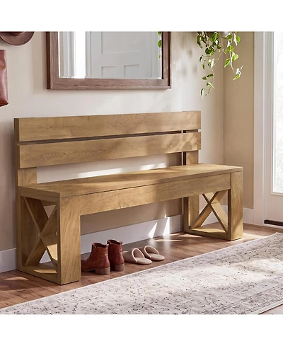 Tribesigns Solid Wood Entryway Bench, Modern End of Bed Bench