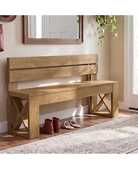 Tribesigns Solid Wood Entryway Bench, Modern End of Bed Bench