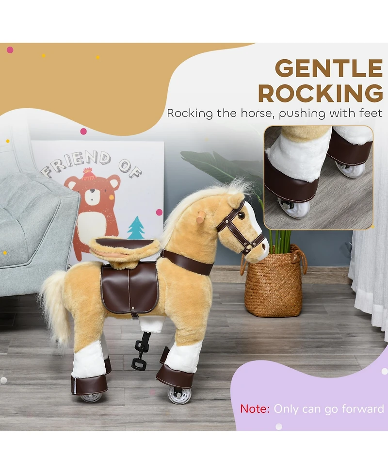 Glintex Ride On Walking Horse Plush Toy with Pedal Drive and Steering Handlebars, Holds 130 lbs, Ages 3-8