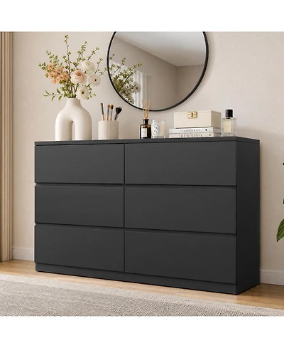 homfan 6 Drawer Dresser for Bedroom, Chest of Drawers, Storage with Deep Drawers Living Room, Hallway, Entryway, Bedroom