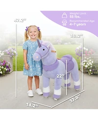 Glintex Ride On Unicorn Plush Pedal-Powered Ride-On, 37.8" Tall, Ages 4-7