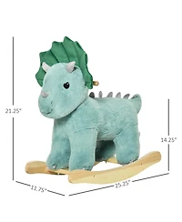 Glintex Plush Ride-On Rocking Triceratops with Realistic Sounds, Holds 99 lbs, Ages 3-6
