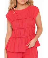 Petal and Pup Women's Karly Boat Neckline Tiered Short-Sleeve Top Shorts, 2-Piece Set