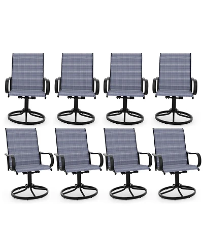 homfan 8-Pack 40" H Patio Swivel Chairs, Outdoor Rotating Lounge Chairs with 360-Degree Swivel for Garden Deck Balcony