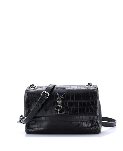 Pre-Owned Saint Laurent Small West Hollywood Shoulder Bag Embossed Leather