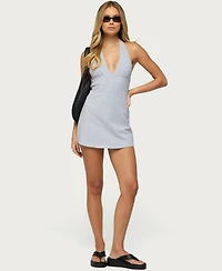 Edikted Women's Rosalynne Ribbed Halter Romper