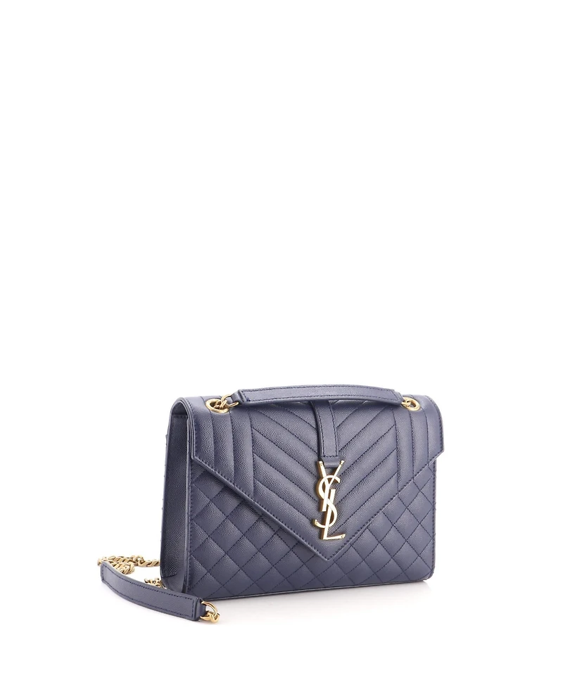 Pre-Owned Saint Laurent Medium Classic Monogram Envelope Satchel Mixed Matelasse Leather