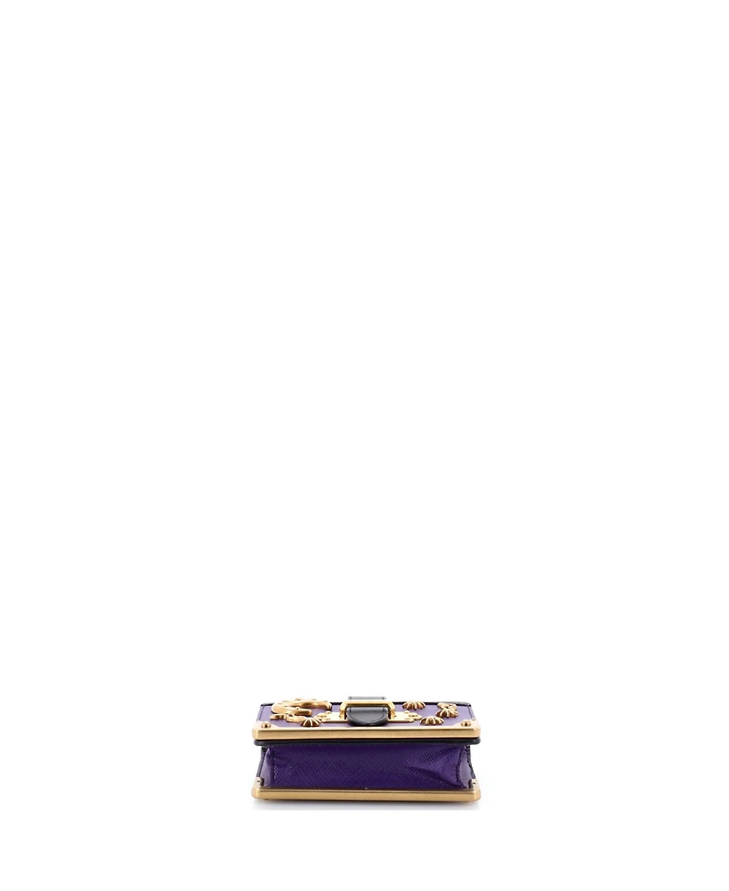 Pre-Owned Prada Micro Cahier Crossbody Bag Embellished Leather