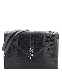 Pre-Owned Saint Laurent Large Classic Monogram Envelope Satchel Embossed Leather