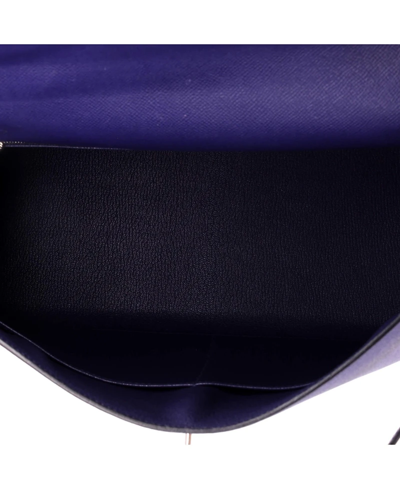 Pre-Owned Hermes Kelly 35 Handbag Blue Epsom with Palladium Hardware
