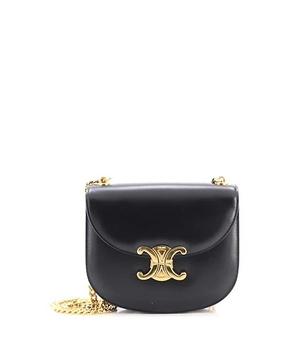 Pre-Owned Celine Triomphe Besace Clea Chain Flap Bag Leather
