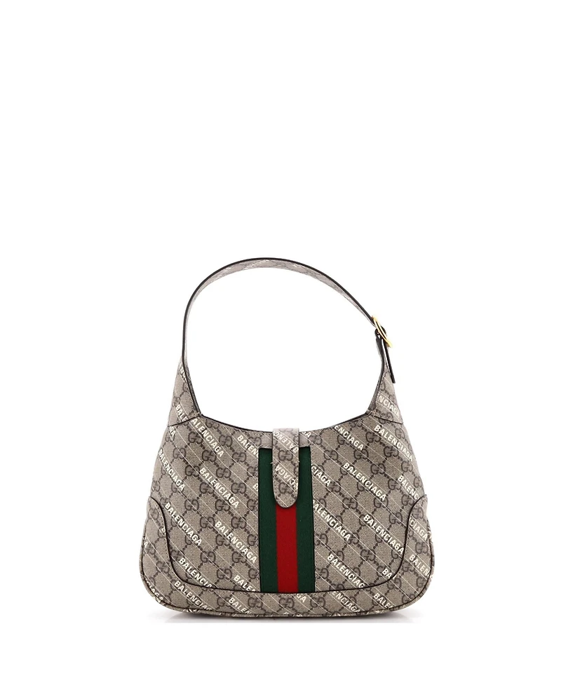 Pre-Owned Gucci Small x Balenciaga The Hacker Project Jackie 1961 Hobo Gg Coated Canvas