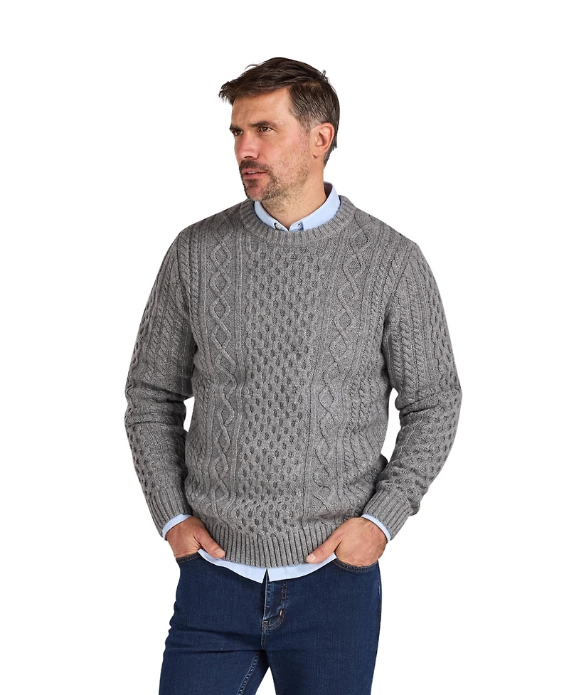 Raging Bull Men's Chunky Cable-Knit Relaxed-Fit Crewneck Sweater