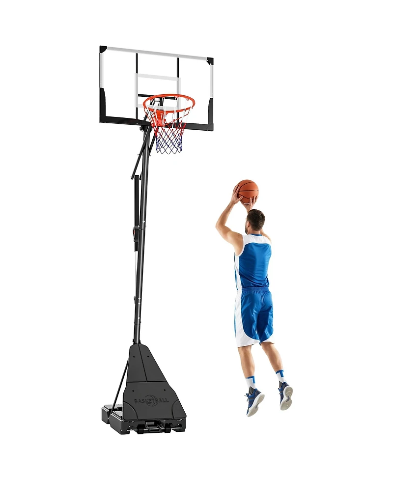 Glintex Basketball Hoop, 8 to 10 ft Adjustable Portable Basketball System with Backboard, Rebound Trainer and Fillable Base