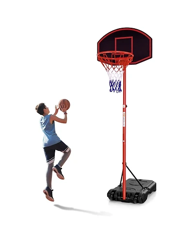 Glintex Basketball Hoop, Portable 5-Level Adjustable System with 28 x 18 in Shatterproof Hdpe Backboard, 15 in Rim and Fillable Base