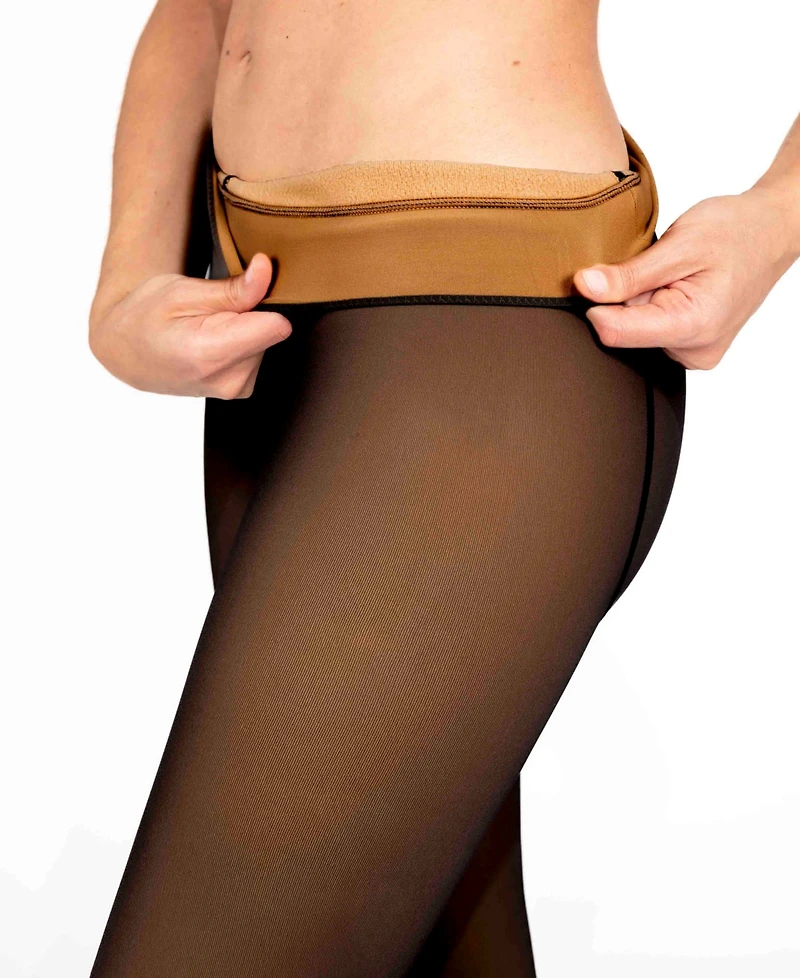 Hue Women's Faux-Translucent Fleece-Lined Tights U24206