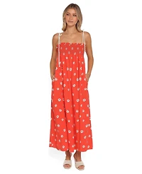 Petal and Pup Women's Josie Floral Square-Neckline Smocked-Bodice Maxi Dress