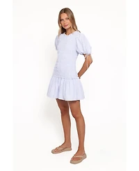 Petal and Pup Women's Kaelyn Fit & Flare Puff Sleeve Gingham Mini Dress