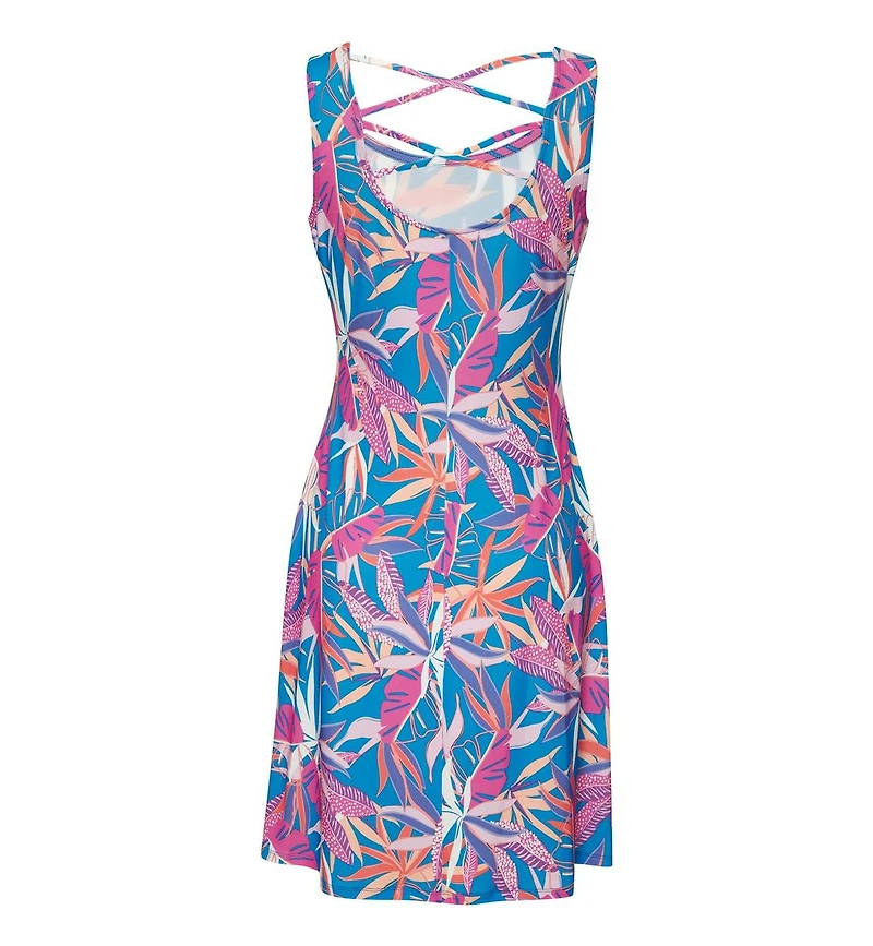 Lascana Women's Printed Strappy Back A-Line Scoop-Neck Short Dress