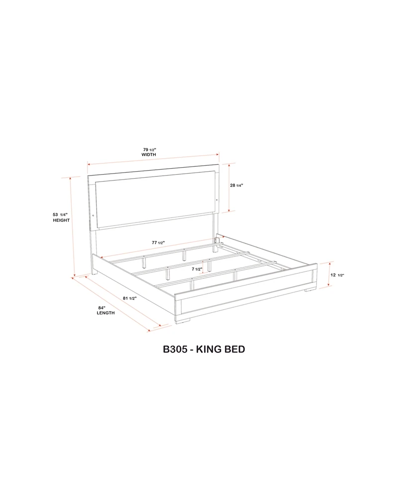 Kings Brand Furniture 6-Piece Bedroom Set - Queen Size Bed with Dresser, Mirror, Chest and 2 Nightstands