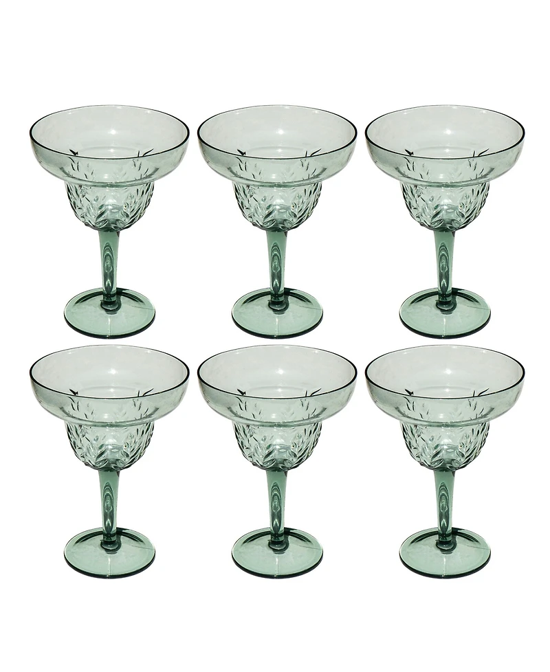 Abode Homewares Embossed Leaf Acrylic Margarita Glasses, Set of 6