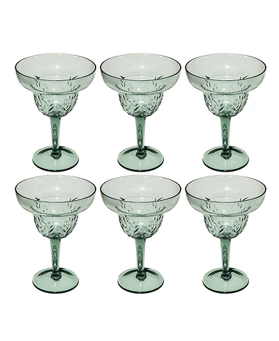 Abode Homewares Embossed Leaf Acrylic Margarita Glasses, Set of 6