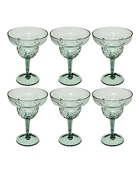 Abode Homewares Embossed Leaf Acrylic Margarita Glasses, Set of 6
