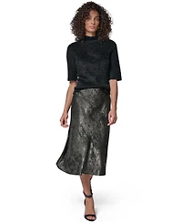 Donna Karan New York Women's A-Line Midi Foil Skirt
