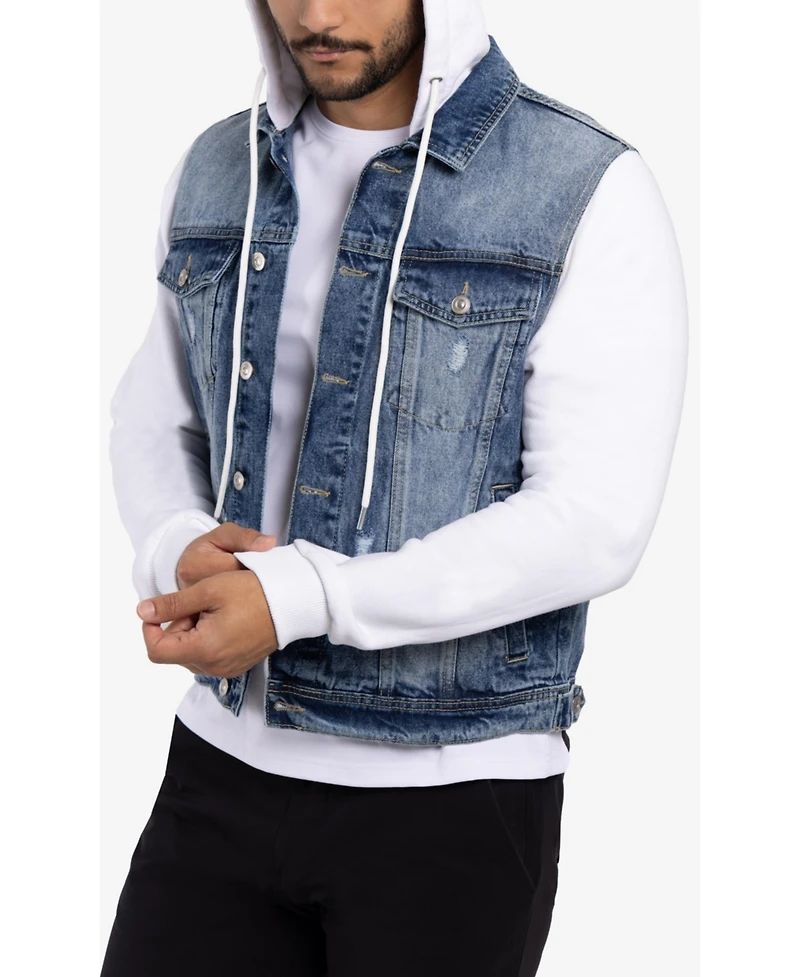 Men's Hooded Sweatshirt Denim Jacket