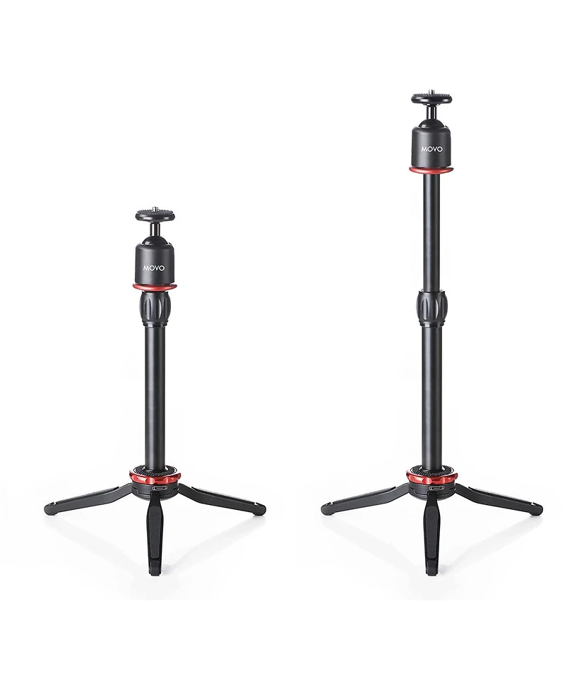 Movo Universal Mini Camera Tripod with Extendable Pole (Mv-T1) Adjustable Head, Heavy-Duty Aluminum Travel Stand for Dslr, Mirrorless, GoPro