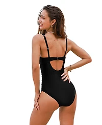 Cupshe Women's V-Neck One-Piece Swimsuit with Adjustable Straps and Back Hook