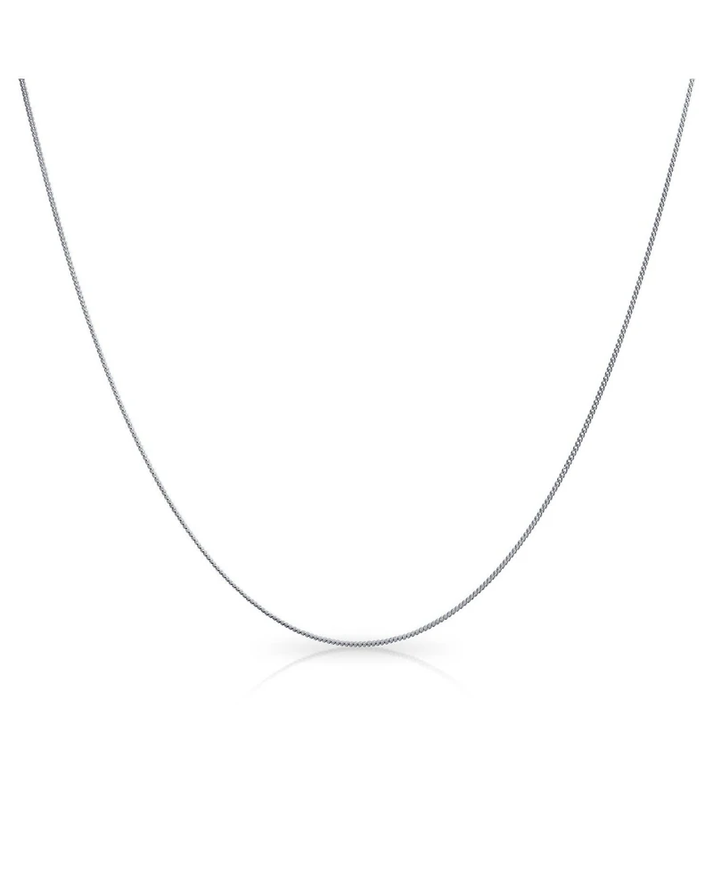 Bling Jewelry Thin Sterling Silver Curb Cuban Chain Necklace with Extender 16-18 Inch