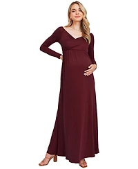 Hello Miz Maternity Off-the-Shoulder Long-Sleeve Maxi Dress