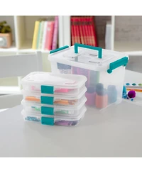 Sterilite Convenient Small Divided Clear Storage Pencil Box and Latch Lid, 12 Pack