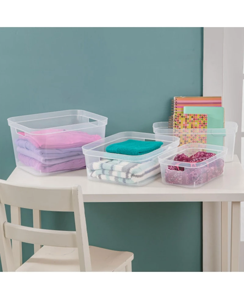 Sterilite 6.25x6.25x15 In Narrow Storage Bin with Carry Handles, Clear (8 Pack)