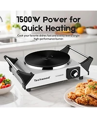 Techwood Electric Stove for Cooking,1500 Watts Electric Hot Plate,Temperature Controls,Power Indicator Lights,Easy to Clean