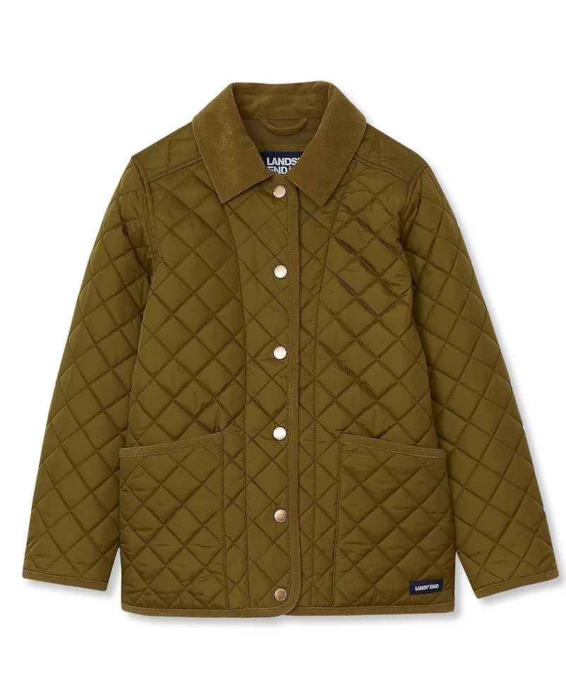 Lands' End Girls' 4-16 Water-Resistant Quilted Corduroy Collar Jacket