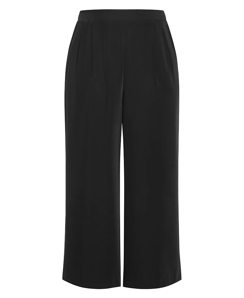 City Chic Plus Jett Pleated Sateen Wide-Leg Pants