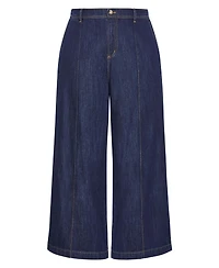 City Chic Plus Tilly High-Rise Wide-Leg Elastic-Back Cotton Denim Pants