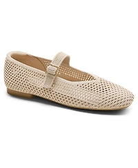 Vivaia Margot Square-Toe Knit Adjustable-Strap Mary Jane Flats
