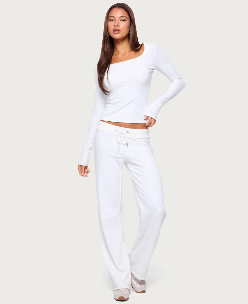 Edikted Women's Flossy Ribbed Long Sleeve T Shirt