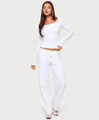 Edikted Women's Flossy Ribbed Long Sleeve T Shirt