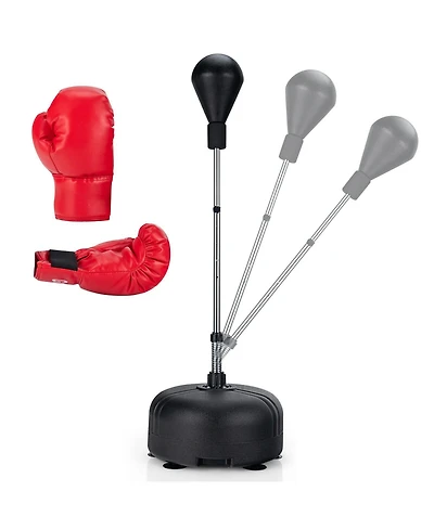 Glintex Punching Bag, Freestanding Boxing Bag with 4 Height Settings from 55 to 62 in, 19 Fillable Base, 6 Suction Cups and Gloves