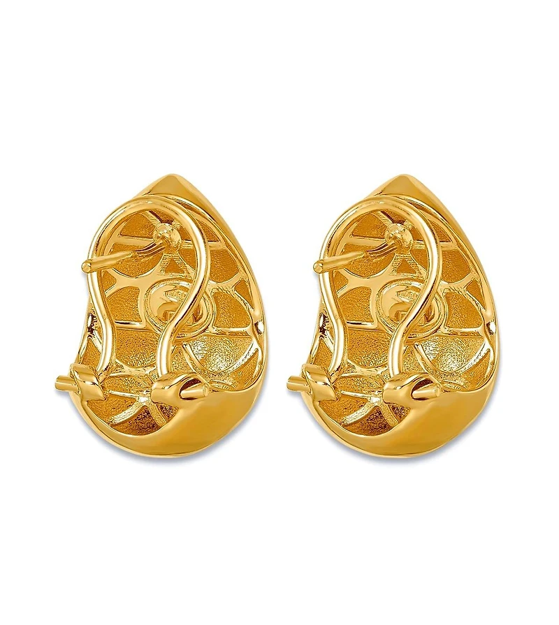 Curata Jewelry Teardrop Button Omega Back Earrings in 18k Yellow Gold