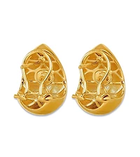 Curata Jewelry Teardrop Button Omega Back Earrings in 18k Yellow Gold