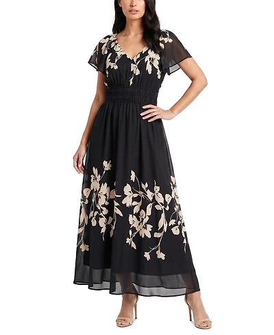 Taylor Women's Floral Smocked Waist Dress
