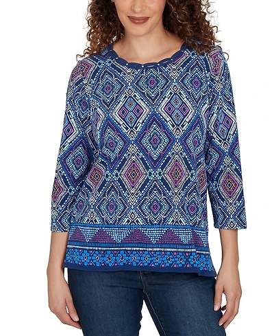 Alfred Dunner Petite Kaleidoscope Print Knit Top